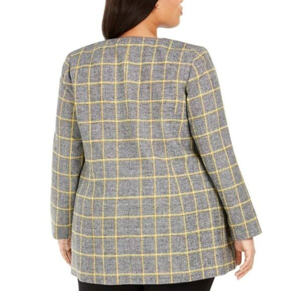 Kasper Open-Front Plaid Jacket - Picture 3 of 7